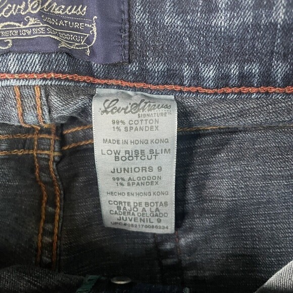 Levi Strauss Signature Series Jeans Paint Splatter Boot Cut Dark Wash Juniors 9 - Picture 3 of 10